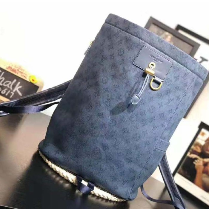 Louis Vuitton LV Men Chalk Backpack in Monogram Denim-Blue