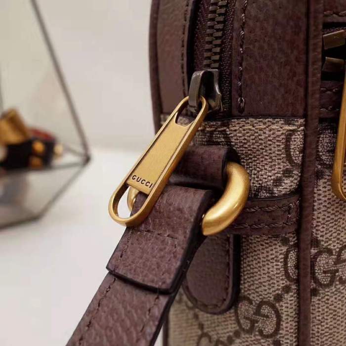 Gucci GG Men Ophidia GG Shoulder Bag in Beige/Ebony GG Supreme Canvas