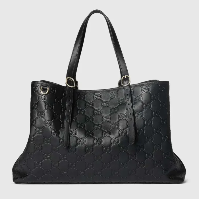 Gucci Women GG Emblem Large Tote Bag-Black 815213AAFDV1000