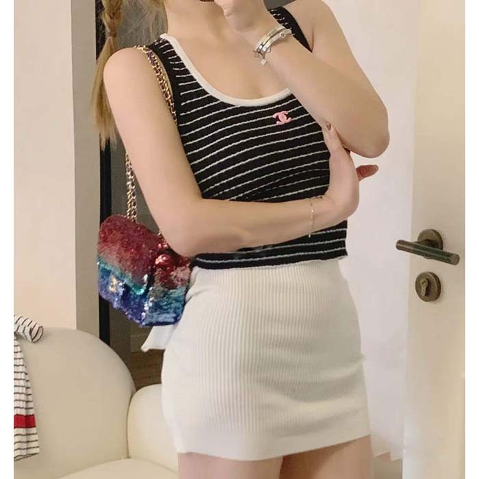 Chanel Women CC Small Flap Bag Gradient Sequins Gold-Tone Metal Multicolor