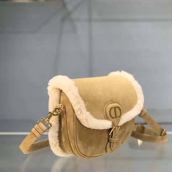 Dior Women Medium Dior Bobby Bag Camel-Colored Shearling