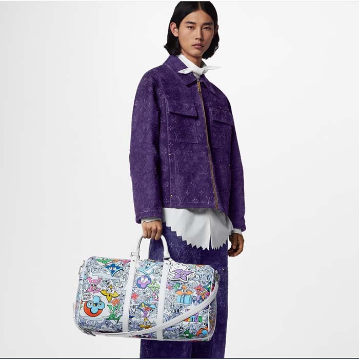 Louis Vuitton LV Unisex Keepall Bandoulière 50 Multicolor Monogram Coated Canvas Cowhide Leather