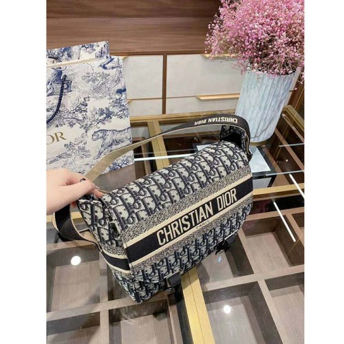 Dior Women Diorcamp Bag Blue Dior Oblique Embroidery 'Christian Dior'