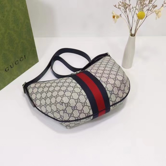 Gucci Unisex Ophidia GG Small Crossbody Bag Beige Blue GG Supreme Canvas Double G Style ‎598125 2ZGMN 4076