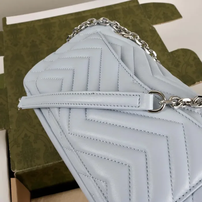 Gucci Women GG Marmont Small Shoulder Bag-Light Blue