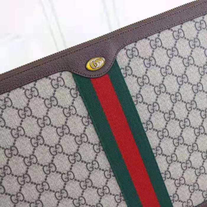 Gucci GG Unisex Ophidia GG Portfolio in Beige/Ebony GG Supreme Canvas