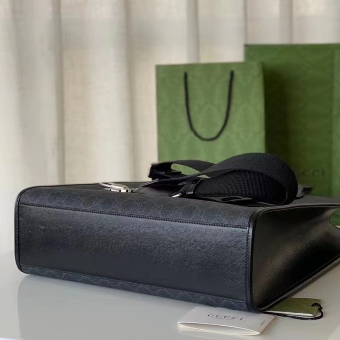 Gucci Unisex Medium Tote Bag Interlocking G Black GG Supreme Canvas