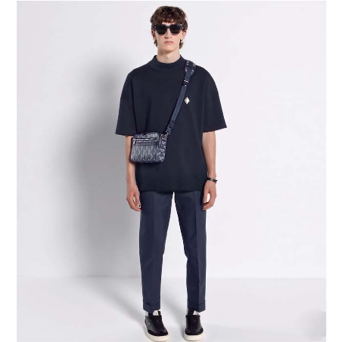 Dior Unisex CD Safari Bag Strap Navy Blue CD Diamond Canvas