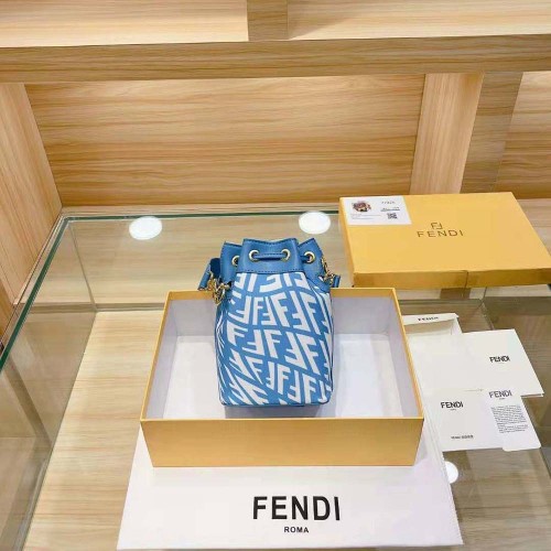 Fendi Women Mon Tresor Glazed Canvas Mini-Bag-Blue