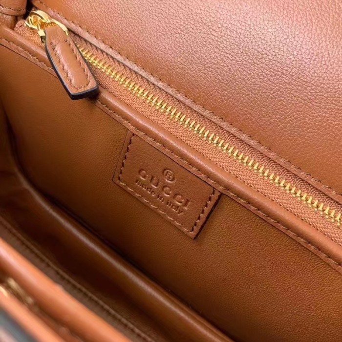 Gucci Women GG Blondie Small Top Handle Bag Cuir Leather Round Interlocking G