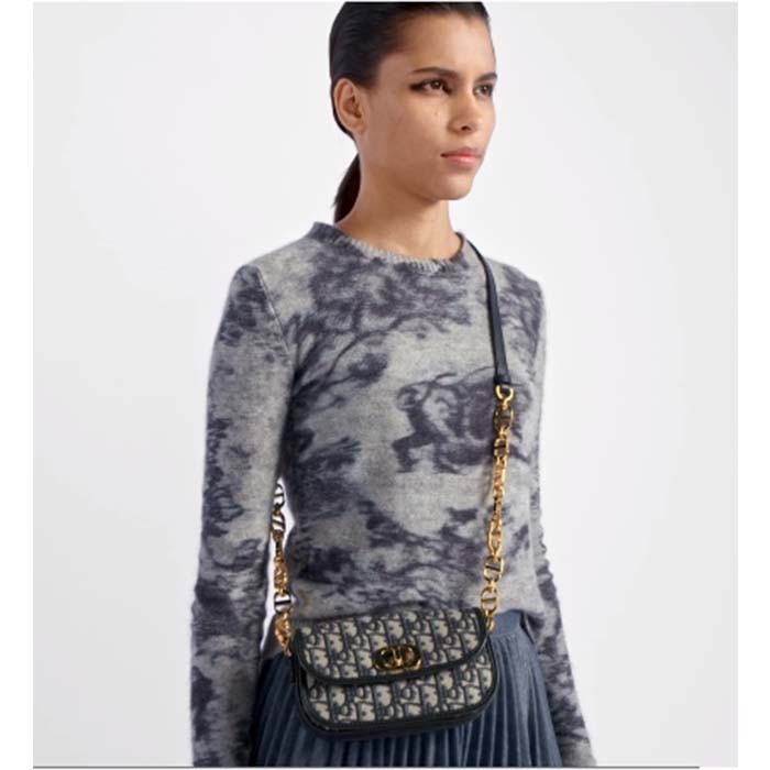 Dior Women CD Small 30 Montaigne Avenue Bag Blue Dior Oblique Jacquard