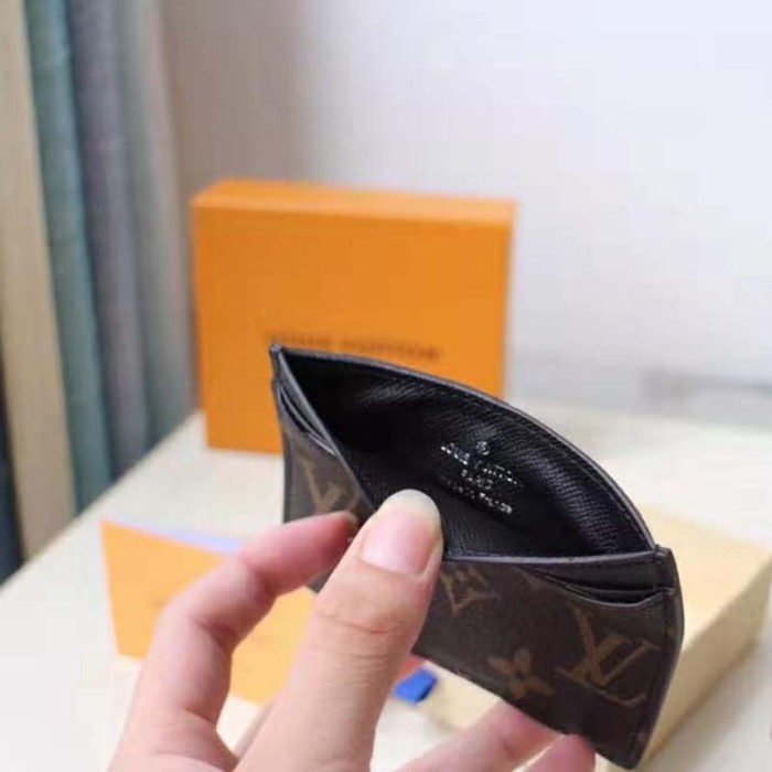 Louis Vuitton LV Unisex Neo Porte Cartes in Monogram Macassar Canvas-Brown