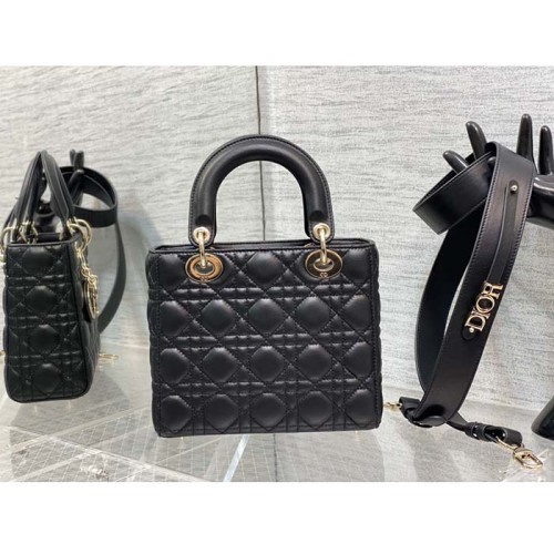 Dior Women CD Small Lady Dior My ABCDior Bag Black Cannage Lambskin