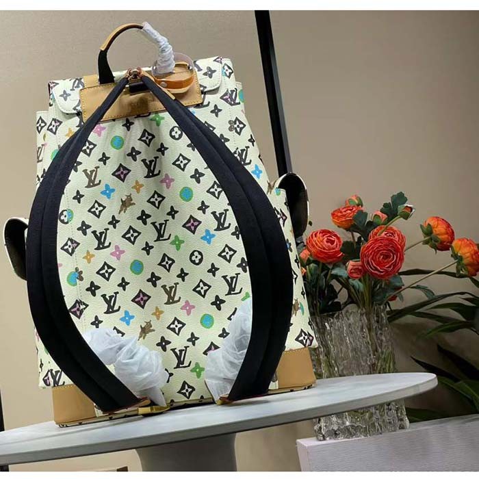 Louis Vuitton LV Unisex Christopher MM Backpack Vanilla Monogram Craggy Coated Canvas M25240