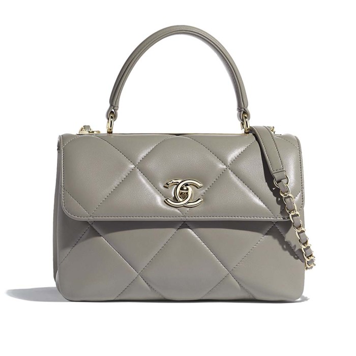 Chanel Women Small Flap Bag with Top Handle in Lambskin Leather