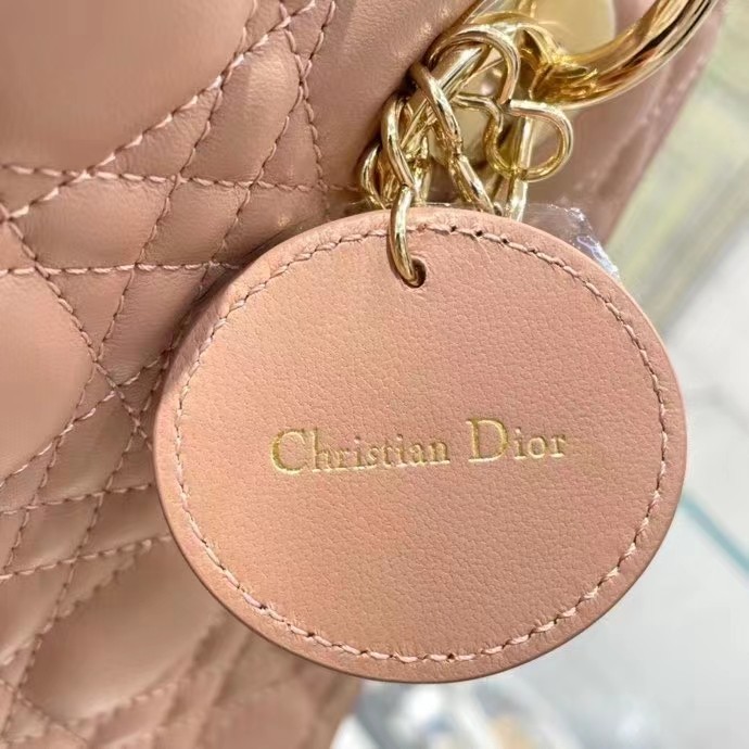 Dior Women CD Medium Lady Dior Bag Sand Pink Cannage Lambskin