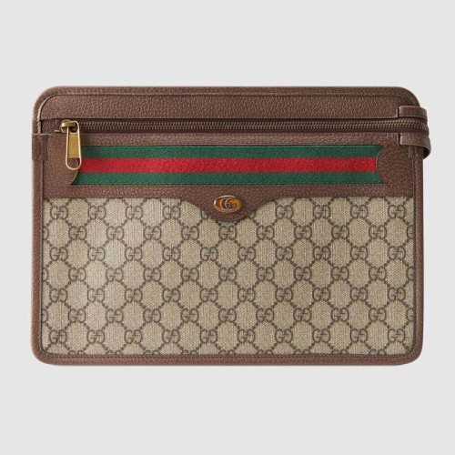 Gucci GG Unisex Ophidia GG Pouch Beige/Ebony GG Supreme Canvas