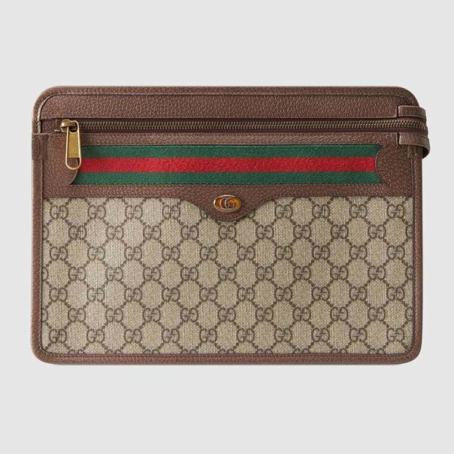 Gucci GG Unisex Ophidia GG Pouch Beige/Ebony GG Supreme Canvas