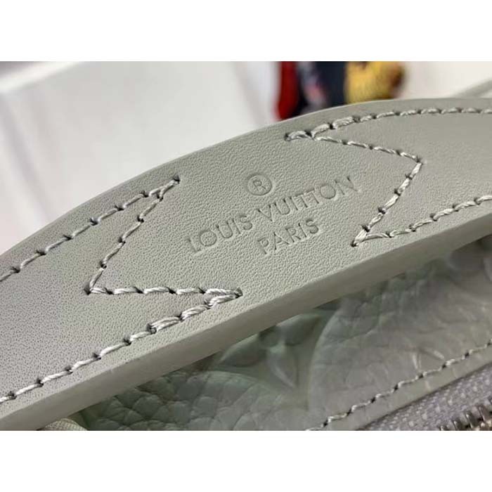 Louis Vuitton LV Unisex S Lock Messenger Mineral Gray Embossed Taurillon Monogram Cowhide Leather