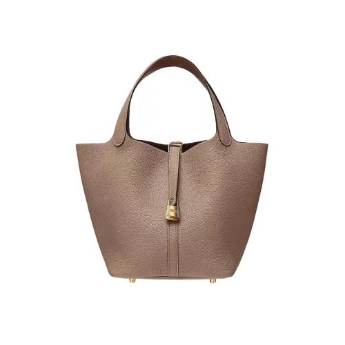 Hermes Women Picotin Lock 22cm in Cowhide leather-Light Brown