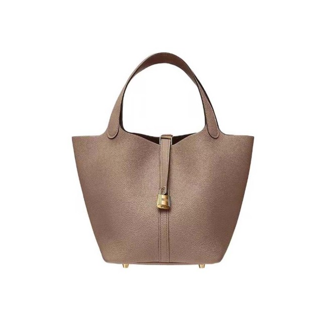 Hermes Women Picotin Lock 22cm in Cowhide leather-Light Brown