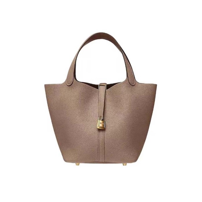 Hermes Women Picotin Lock 22cm in Cowhide leather-Light Brown