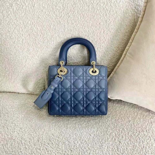Dior Women Lady Dior my Abcdior Bag Lndigo Gradient Cannage Lambskin-Blue