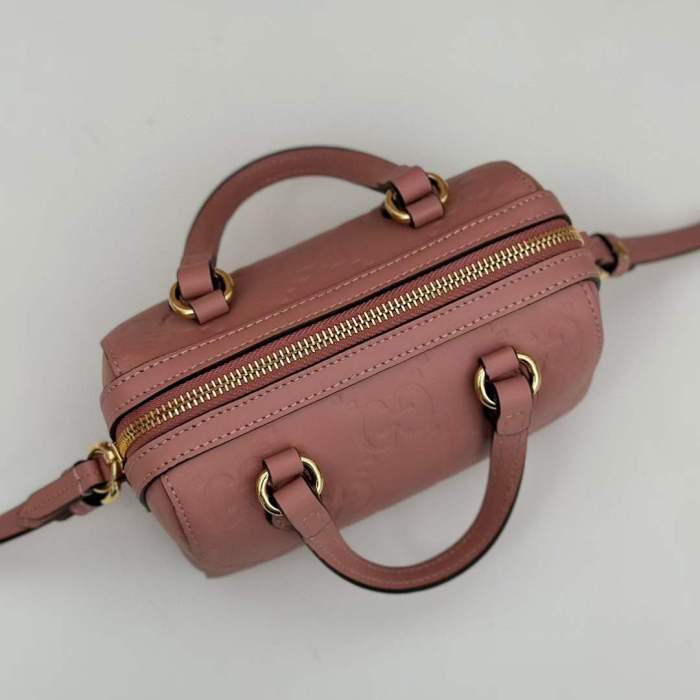 Gucci Women GG Super Mini Top Handle Bag Rose Beige GG Leather