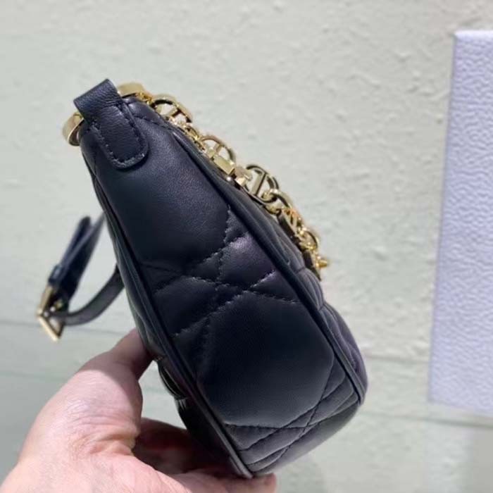 Dior Women CD Lounge Bag Black Supple Macrocannage Lambskin