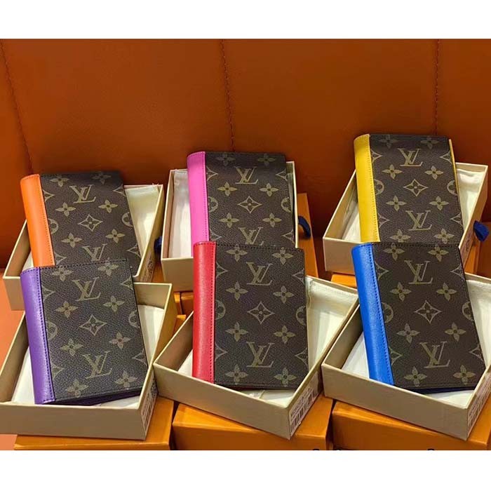 Louis Vuitton LV Unisex Passport Cover Blue Monogram Macassar Coated Canvas Cowhide Leather