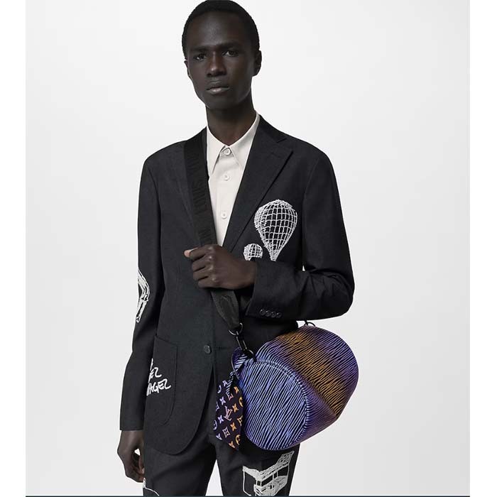 Louis Vuitton LV Unisex Soft Polochon MM Gradient Electric Sun Calf Leather Textile Lining