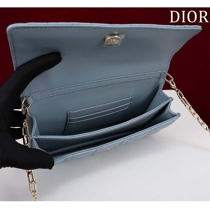 Dior Women CD My Dior Mini Bag Cloud Blue Cannage Lambskin