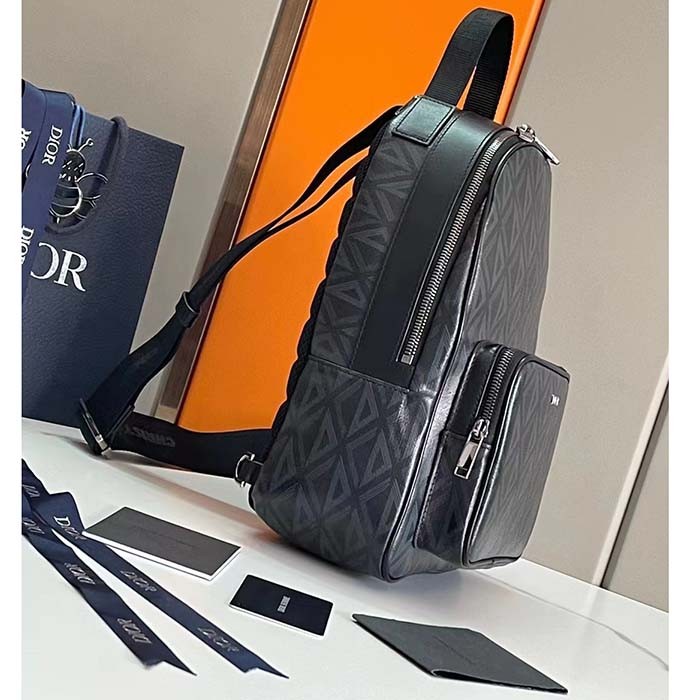 Dior Unisex CD Mini Rider Sling Bag Black CD Diamond Canvas