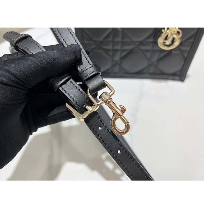 Dior Unisex CD Mini Dior Book Tote Black Macrocannage Calfskin