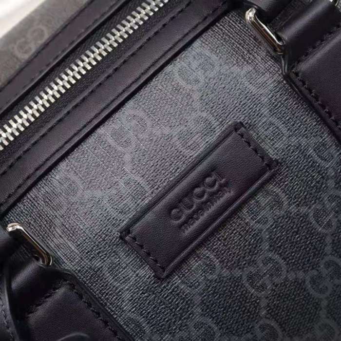 Gucci GG Men GG Black Carry-On Duffle in Black/Grey Soft GG Supreme