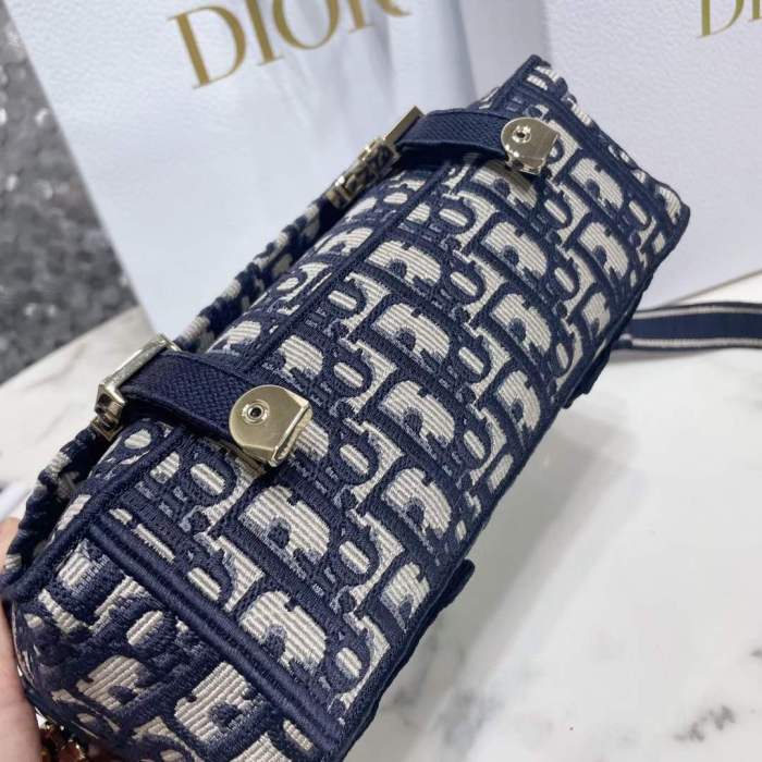 Dior Unisex Small Diorcamp Bag Blue Dior Oblique Embroidery