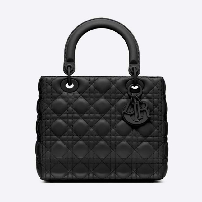 Dior Women Medium Lady Dior Bag Black Ultramatte Cannage Calfskin