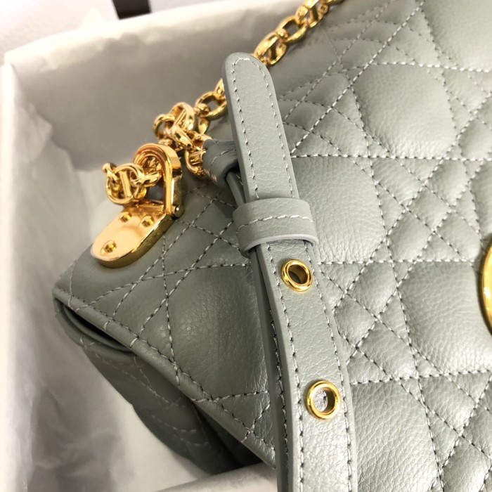 Dior Women CD Small Dior Caro Bag Gray Supple Cannage Calfskin