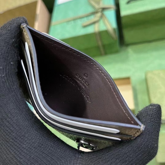 Gucci Unisex GG Marmont Card Case Wallet Taupe Leather Double G Marmont