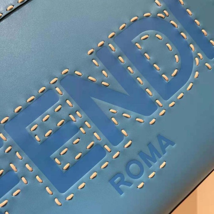 Fendi Women Sunshine Medium Leather Shopper-Blue