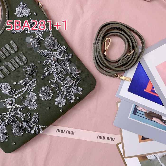5BA281 miu new beaded embroidered ivy bag