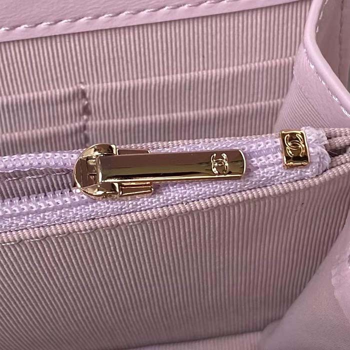 Chanel Women CC Wallet On Chain Shiny Lambskin Strass Light Pink