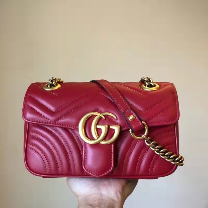 Gucci GG Women GG Marmont Matelassé Mini Bag Red Double G