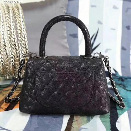 Chanel Coco Caviar Lizard Quilted Mini Flap Bag with Top-Handle-Black