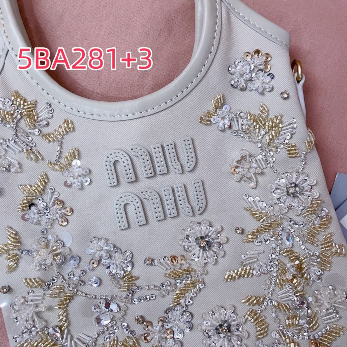 5BA281 miu new beaded embroidered ivy bag