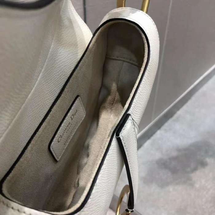 Dior Women Saddle Bag Latte Ultramatte Calfskin 'D' 'CD' Signature-White