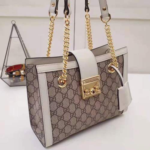 Gucci GG Women Padlock GG Small Shoulder Bag in Beige/Ebony GG Supreme Canvas