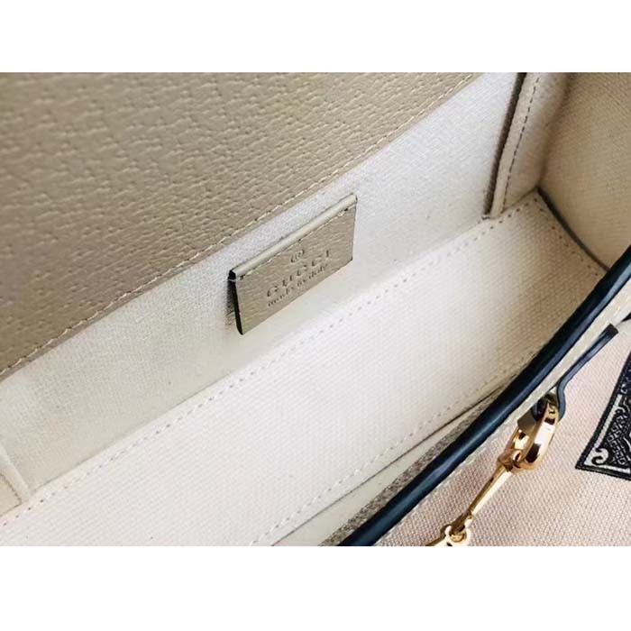 Gucci Women GG Horsebit 1955 Mini Bag Beige White GG Supreme Canvas