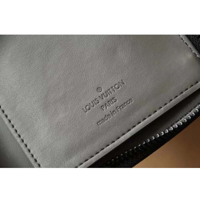Louis Vuitton LV Unisex Zippy Wallet Galet Gray Mahina Perforated Calf Leather