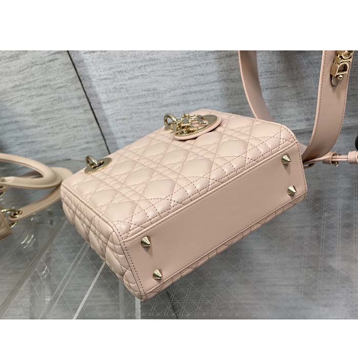 Dior Women CD Small Lady Dior My ABCDior Bag Beige Cannage Lambskin